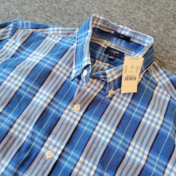 J. Crew Factory Other - NWT J.Crew Shirt Men's Medium Slim Fit Blue Plaid‎ Long Sleeve Button Down